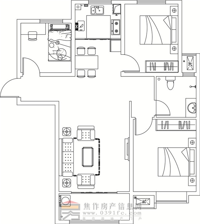 金德利公館7#2單元東戶(hù)三室兩廳一衛(wèi)112.31㎡